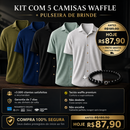 Kit com 5 Camisetas Texturizadas + Pulseira de Brinde - Não amassa e não desbota